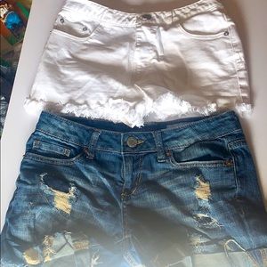White and blue Jean shorts